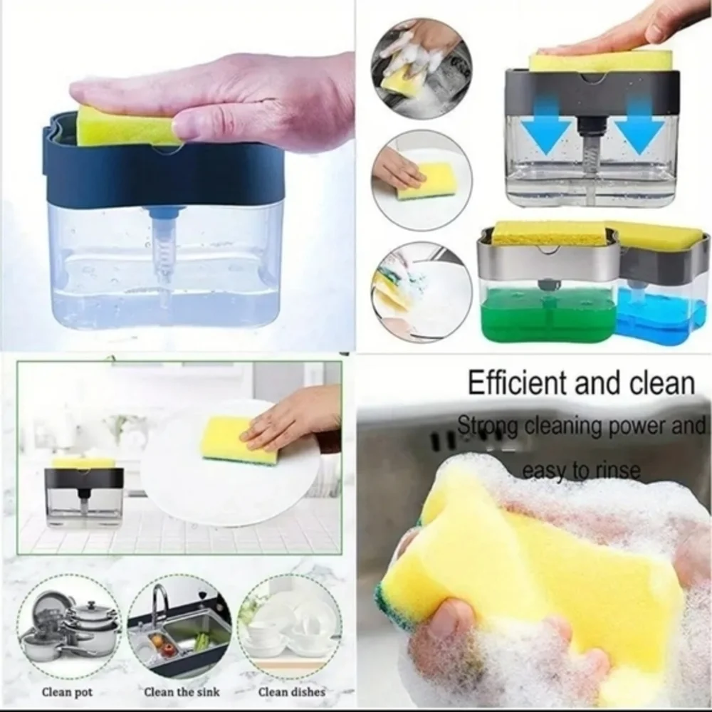 Press Sponge Dishwashing‎ Soap Dispenser Gray